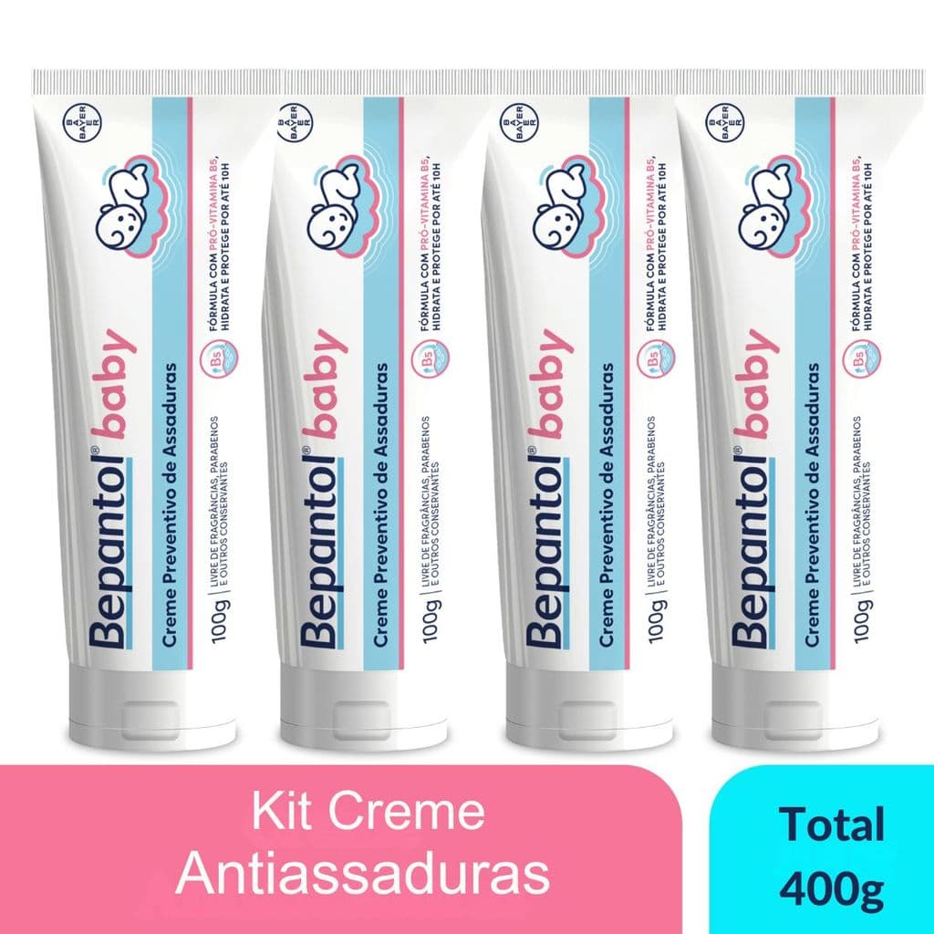 Kit 4 Creme Pomada de Assadura VitB5 100g Cada Bepantol Baby