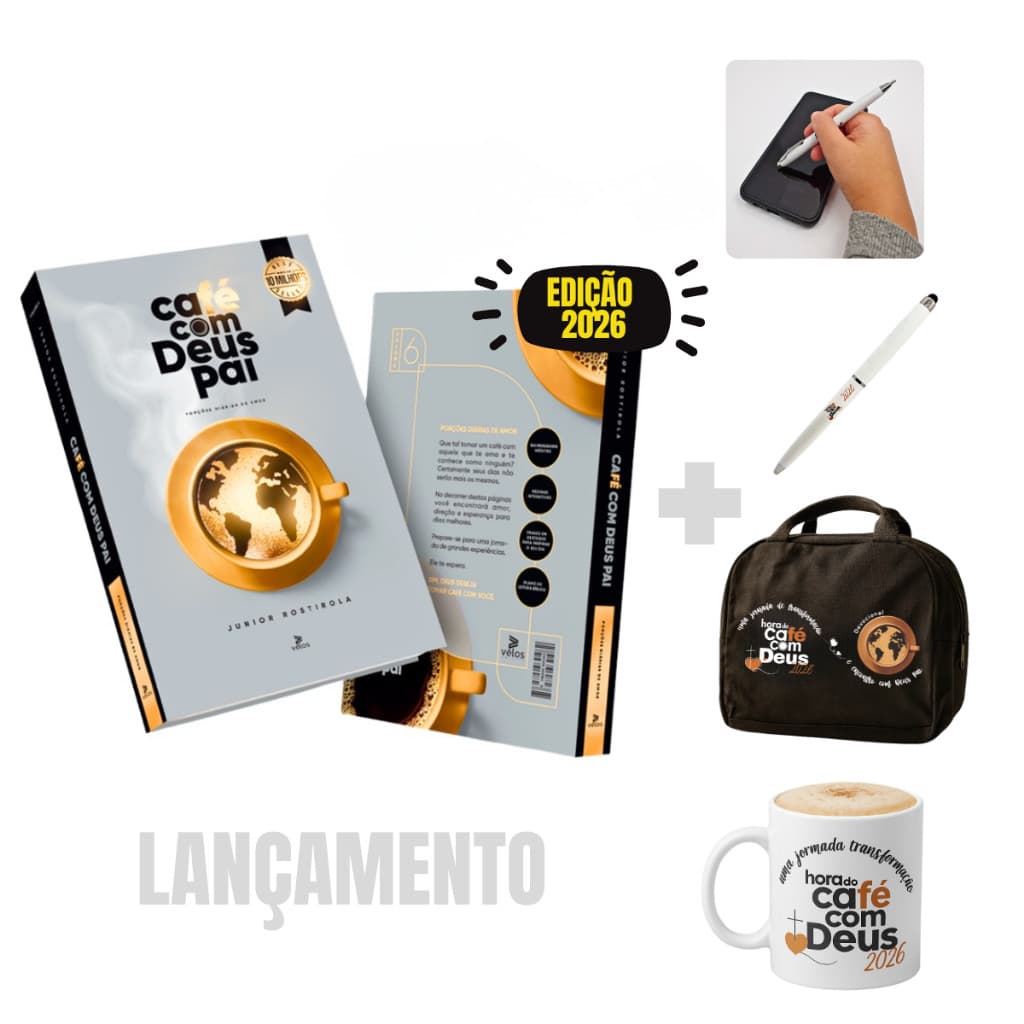 Kit Devocional Café Com Deus Pai + Bolsa Termica+caneca+caneta 2em1