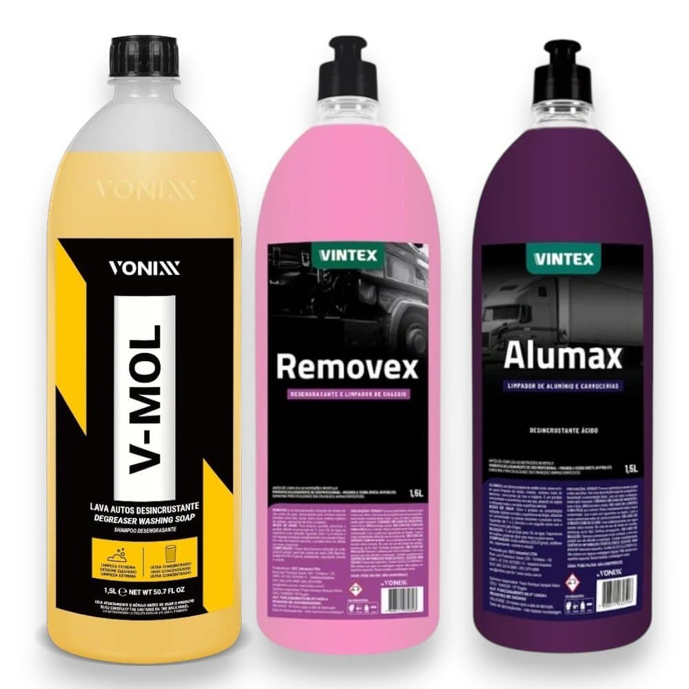 Kit Limpeza Automotiva Vintex e Vonixx Desengraxante 1.5L