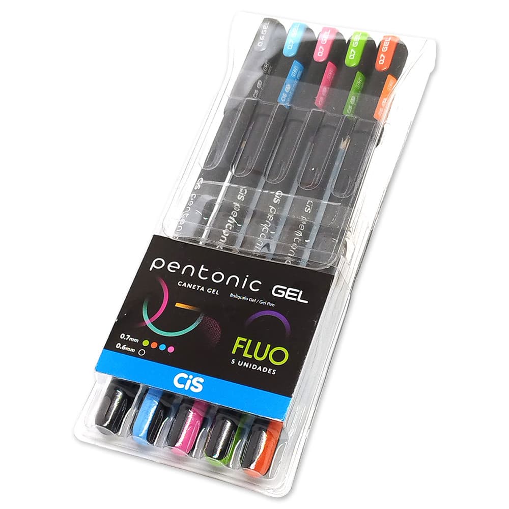Estojo Caneta Pentonic Gel CiS - 5 Cores FLUO