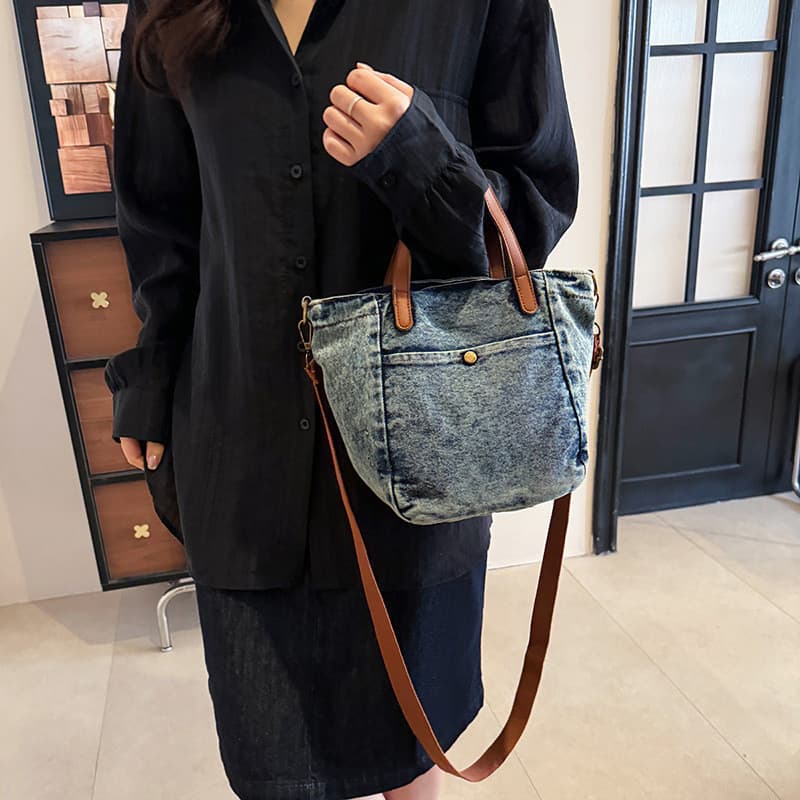 2026 Novo Estilo Moda Commuter Bolsa Mensageiro Portátil Jeans de Grande Capacidade