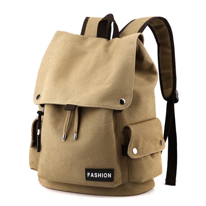 Mochila de Lona Retro Masculina Casual para Viagem e Escola