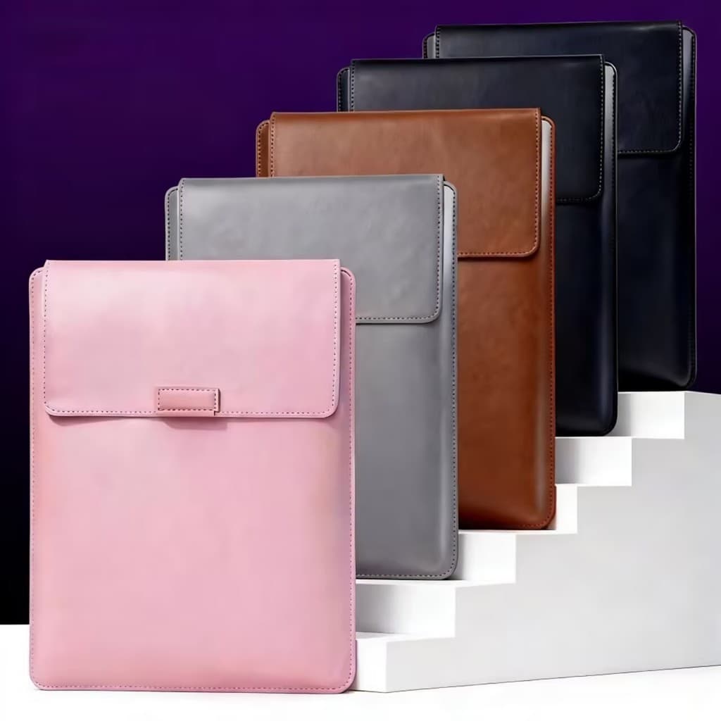 Mochila de notebook de alta qualidade com fecho magnético, couro, 13 a 16 polegadas, com suporte