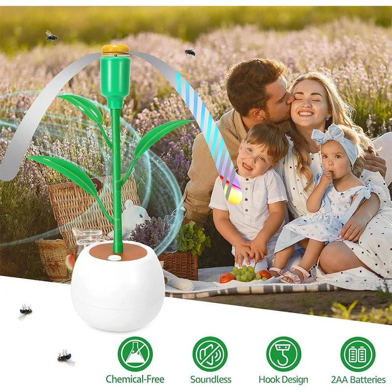 Vaso De Flores De Folha Verde Operado Por Bateria , Ventilador Repelente De Moscas , ABS , Níquel , Zinco , Malha De Fer