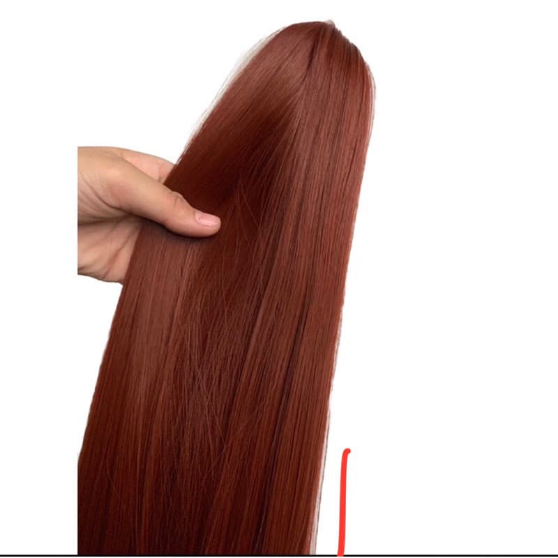 Rabo de cavalo ruivo #350 Rabo de cavalo Liso, Ondulado - Aplique de Cabelo em Velcro