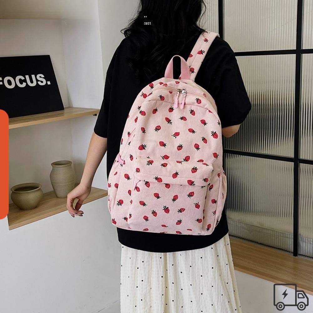 Mochila De Viagem LOVUR , Morango Com Alça Ajustável Vários Bolsos Feminina De Grande Capacidade