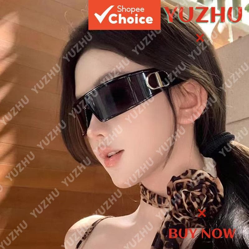 Y2k Feminino Bandana Óculos De Sol Uv400 Proteção Uv Preto Moda Ciclismo Esportes