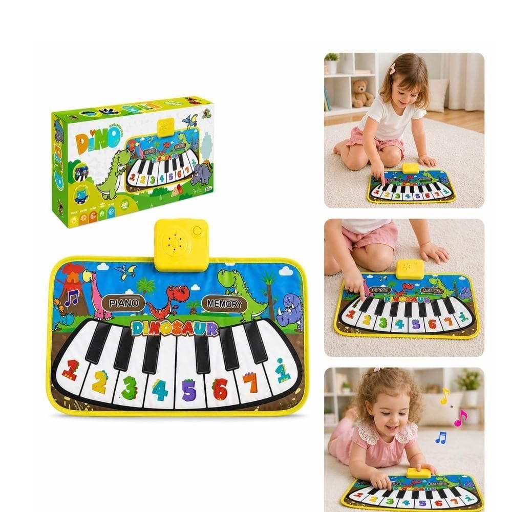 Tapete De Atividades Musical Piano Infantil Bebe Dinossauro Divertido Memoria 8 Teclas Baby Educativo