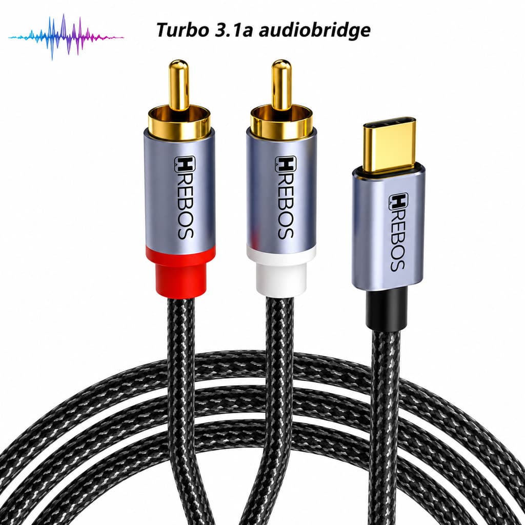 Cabo Áudio Usb Tipo-c Rca Para Celular Mesa Caixa De Som 1M