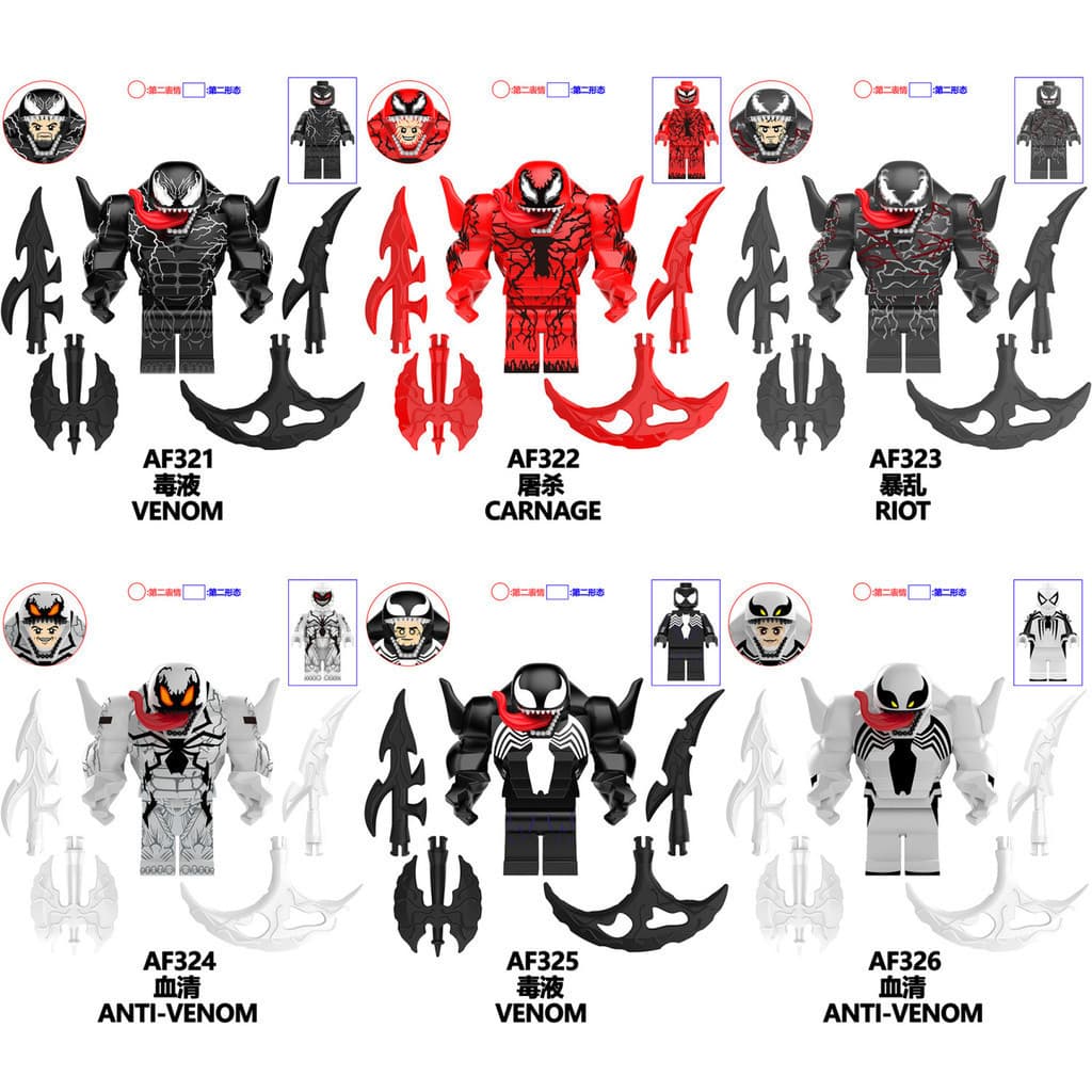 Compatível com LEGO Venom Carnage Riot Serum, blocos de construção educativos super móveis de terceiros MOC Mi.