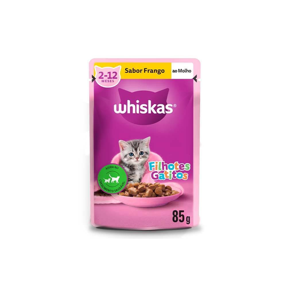 Ração Úmida Whiskas Sachê para Gatos Filhotes sabor Frango ao Molho 85g