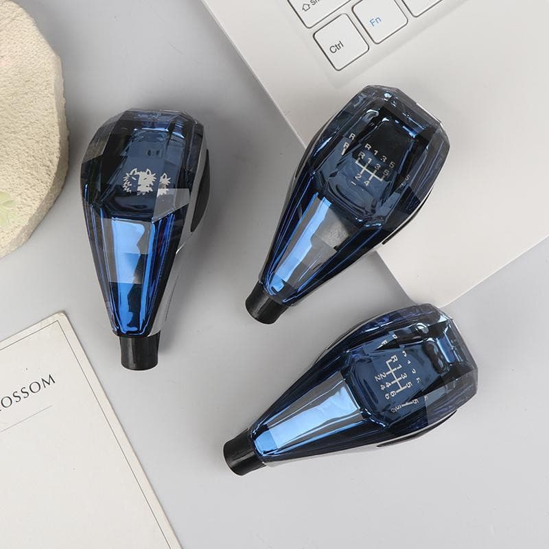 Manopla de câmbio de cristal com luz LED, azul, adequada para transmissões manuais e automáticas em carros. GR7O