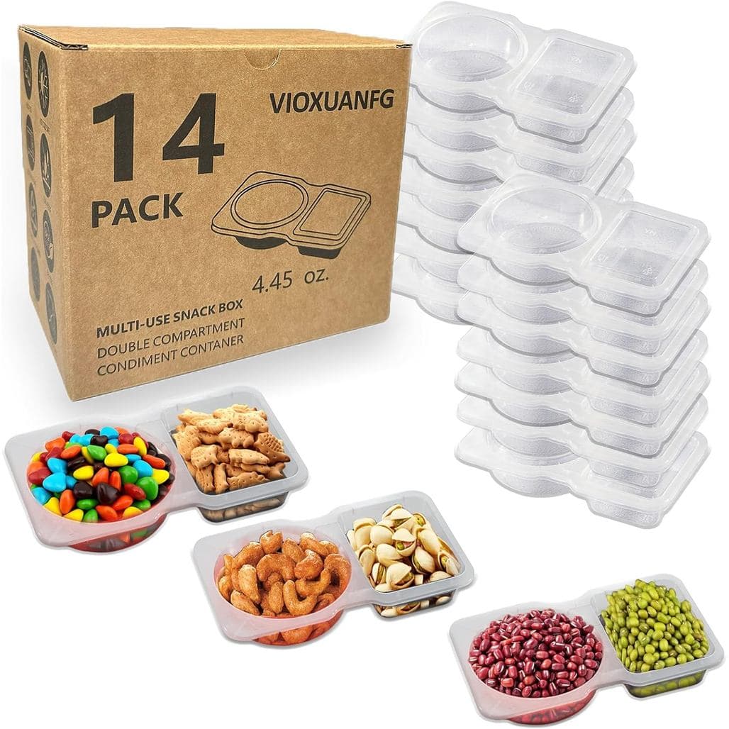 Conjunto de 14 recipientes reutilizáveis para lanches com tampas, recipientes à prova de vazamentos e sem BPA para contr