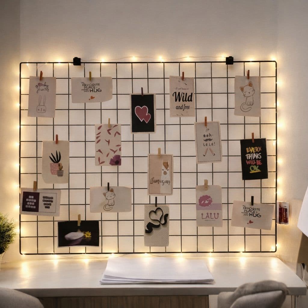 Mural De Fotos Memory Board Painel Aramada Com Led 60x80
