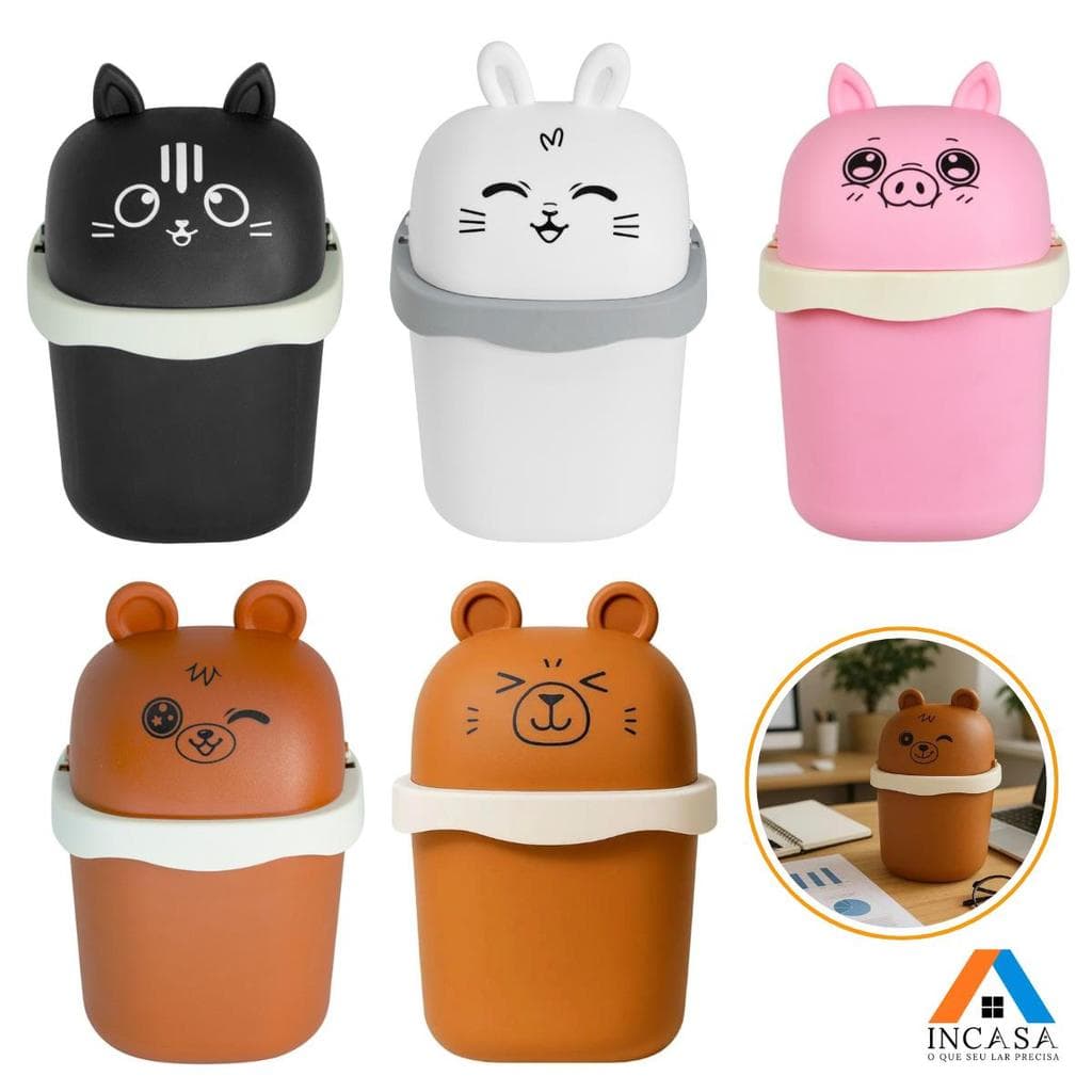 Mini Lixeira Decorativa Com Tampa para Mesa Quarto Cozinha Lixeira Infantil