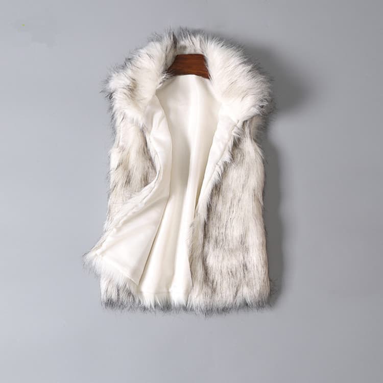 Outono inverno novo estilo colete peludo colete de pele curto gola jaqueta de pele Artificial colete jaqueta roupas femi