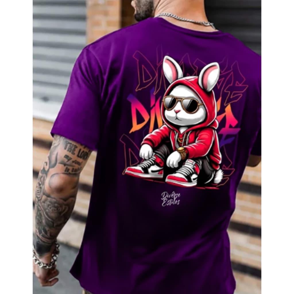 Camiseta Camisa Tshirt Blusa Coelho Bunny Streetwear Manfinity Estilo blusa Envio Imediato