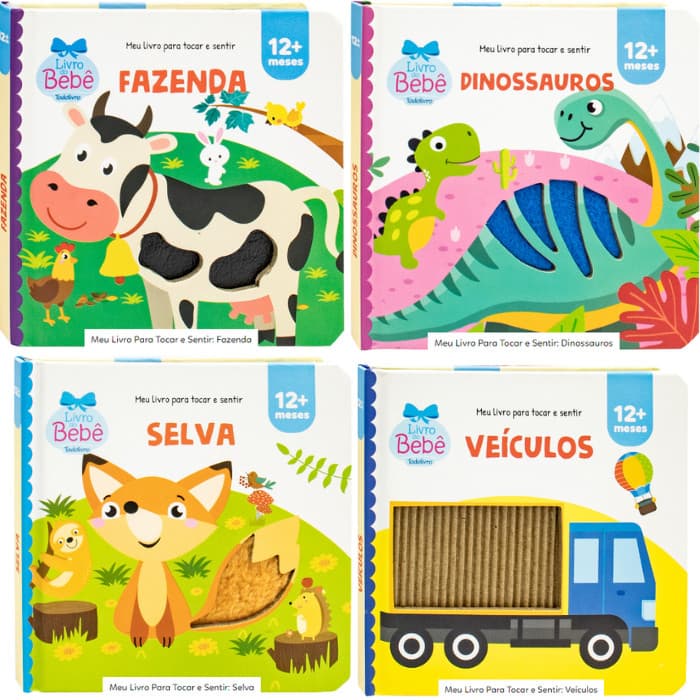 Livro Infantil Sensorial e Cognitivo Bebê Toque e Sinta Estímulo Desenvolvimento