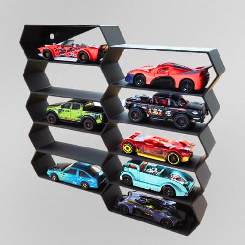 Expositor de Parede para 10 Carrinhos Hot Wheels 1/64 - Estante Miniaturas