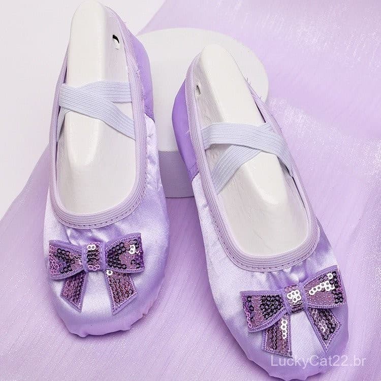 Sapatos de Dança para Meninas Sola Macia Sapatos de Ballet para Prática Sapatos de Dança de Cetim para Bebês S