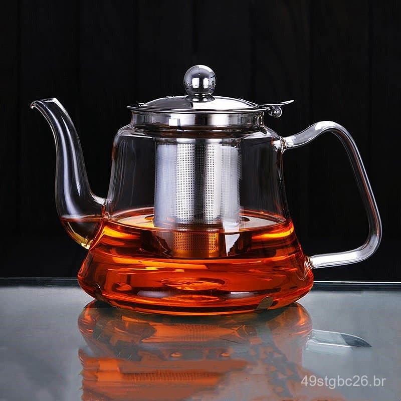 Chaleira de vidro borossilicato resistente ao calor, estilo chinês, para uso doméstico, adequada para ferver água e prep