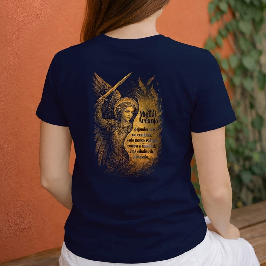 Camisa Casual  Feminina Religiosa São Miguel Arcanjo