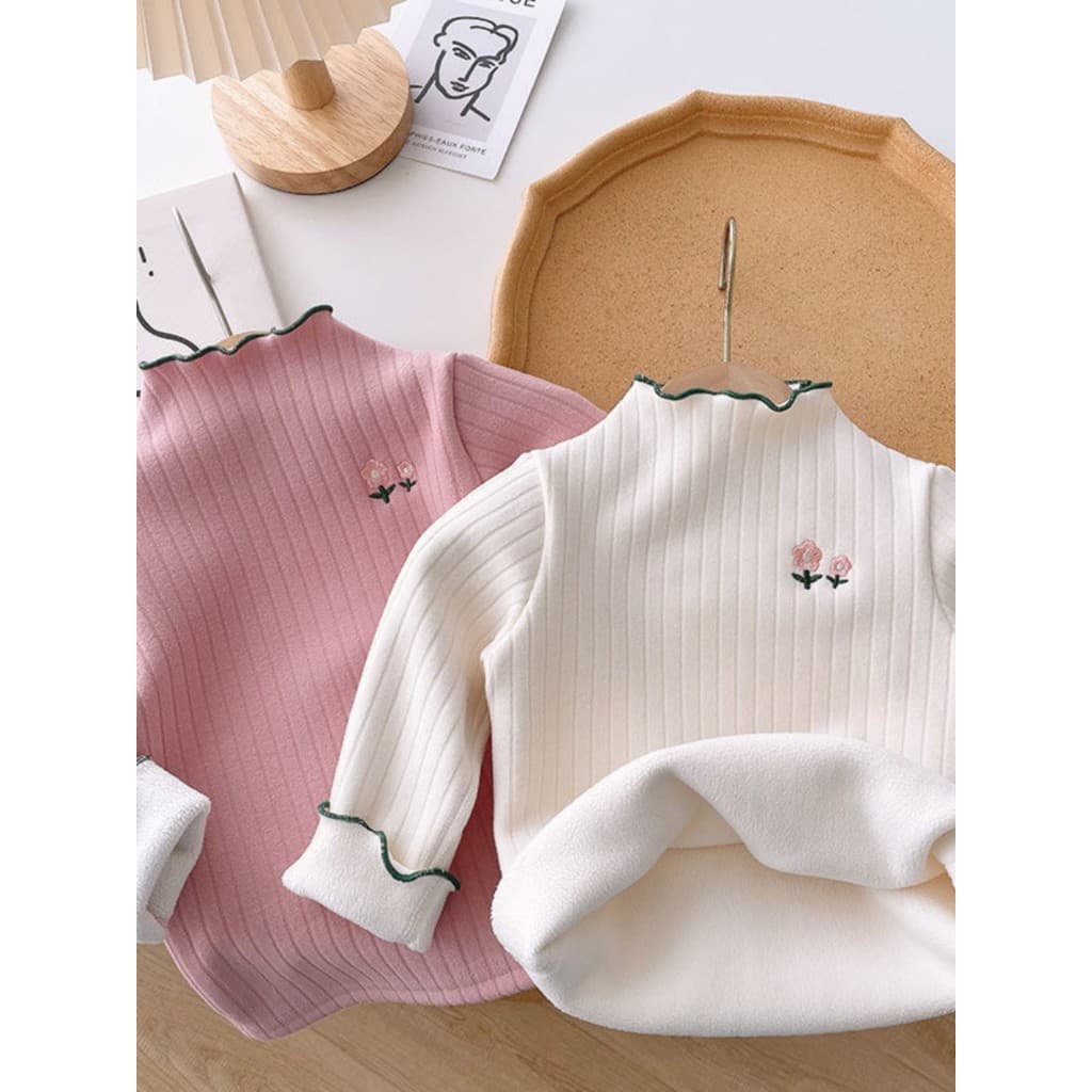 2024 roupas de inverno femininas 1 crianças estilo ocidental camisa de fundo de lã de uma peça feminino bebê forro de lã