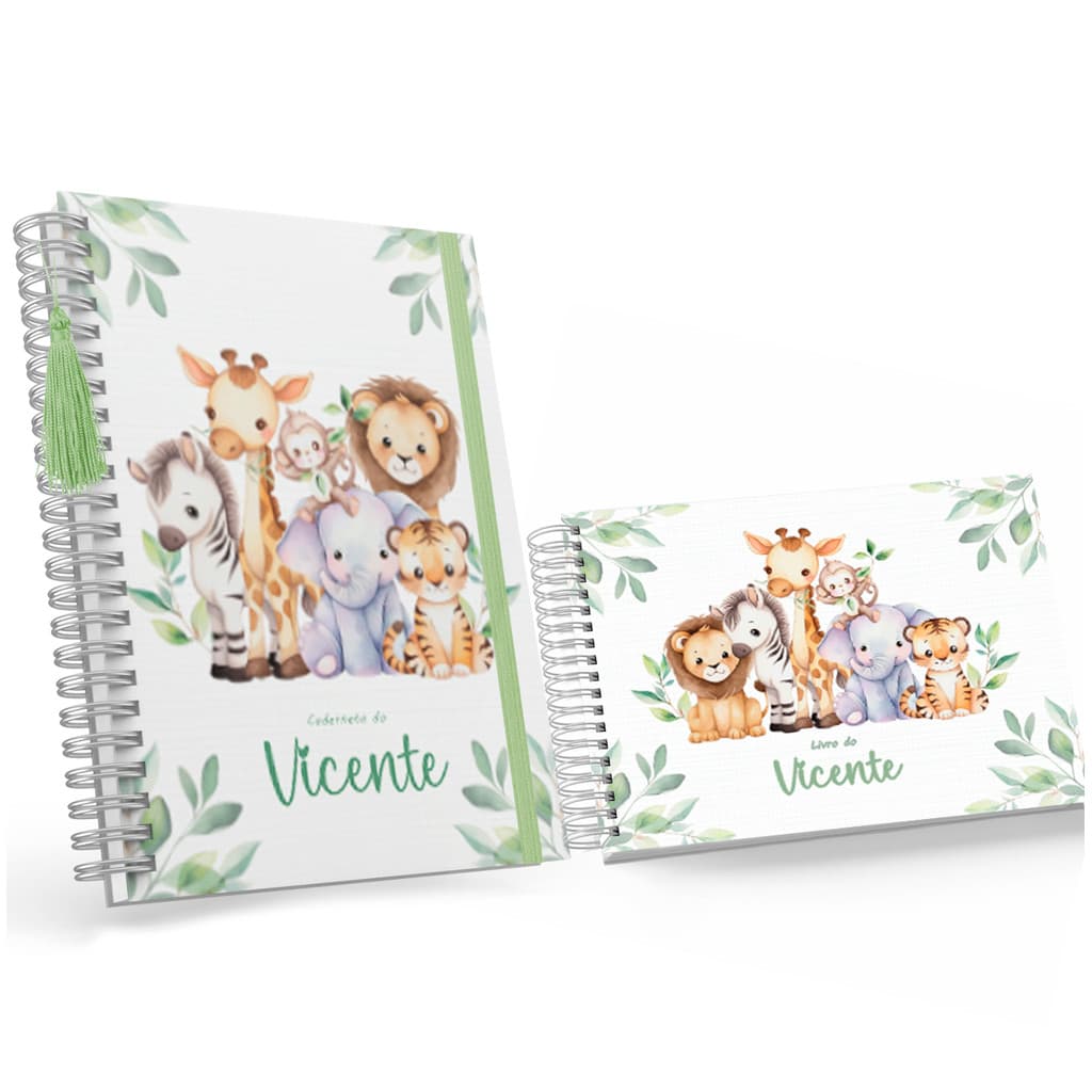 Kit Caderneta De Vacina + Livro Do Bebê Masculino  Safari 02