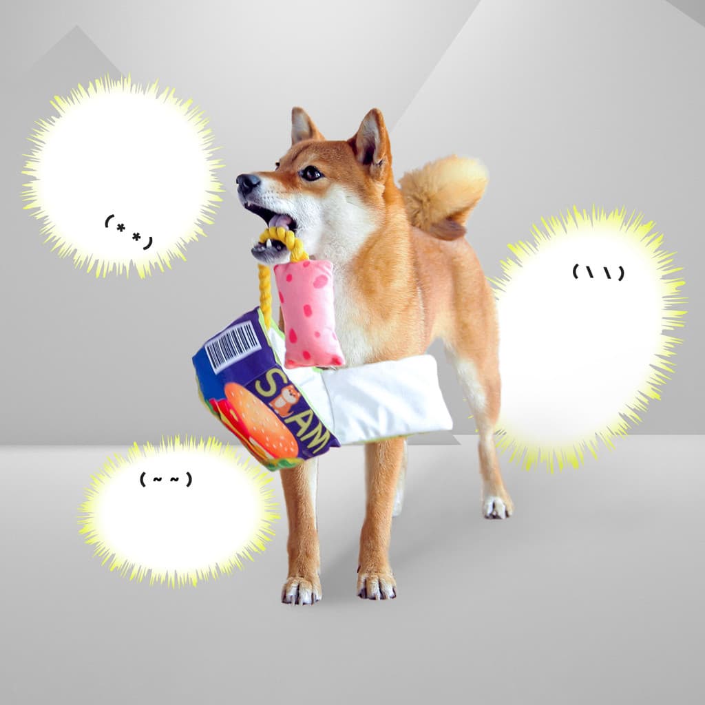 Loja de porco branco Kashima brinquedo para animais de estimação cão gato cheirando saco de comida tibetana corda de mor