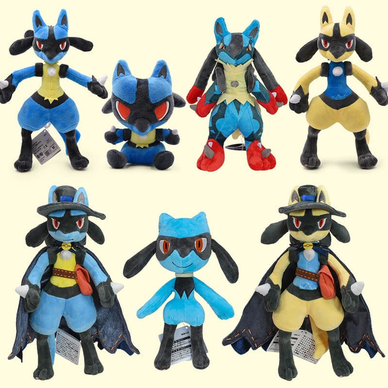 7 Estilos Pokemon Em Pé Lucario Brilhante Boneca De Pelúcia Bonito Mega Riolu Animal Qualidade Peluche Brinquedo Criança