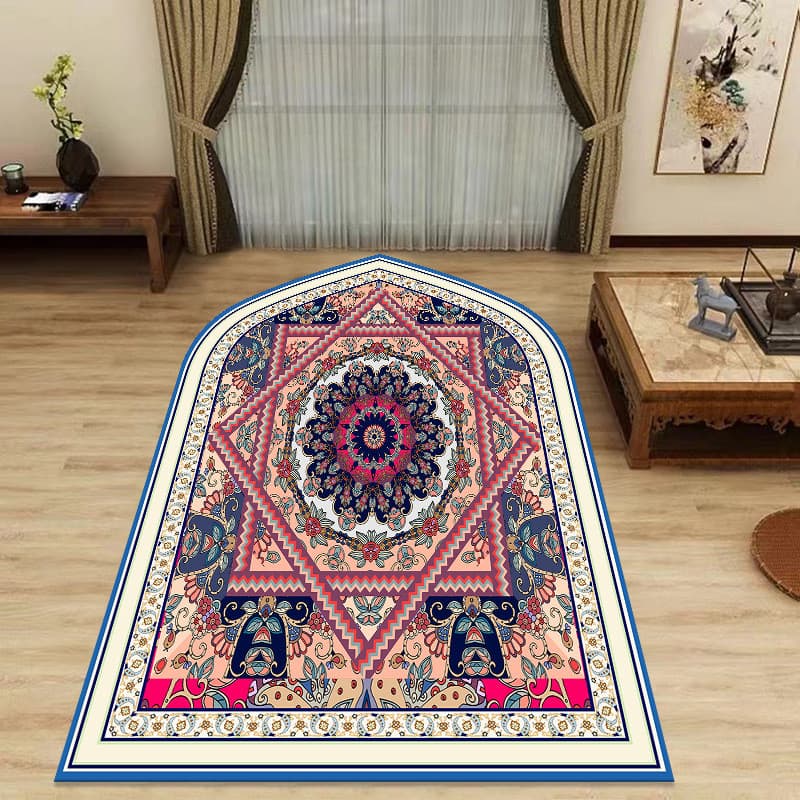 Tapete de veludo dobrável e lavável para sala de estar, estilo étnico, antiderrapante, com franjas espessas QQMJ