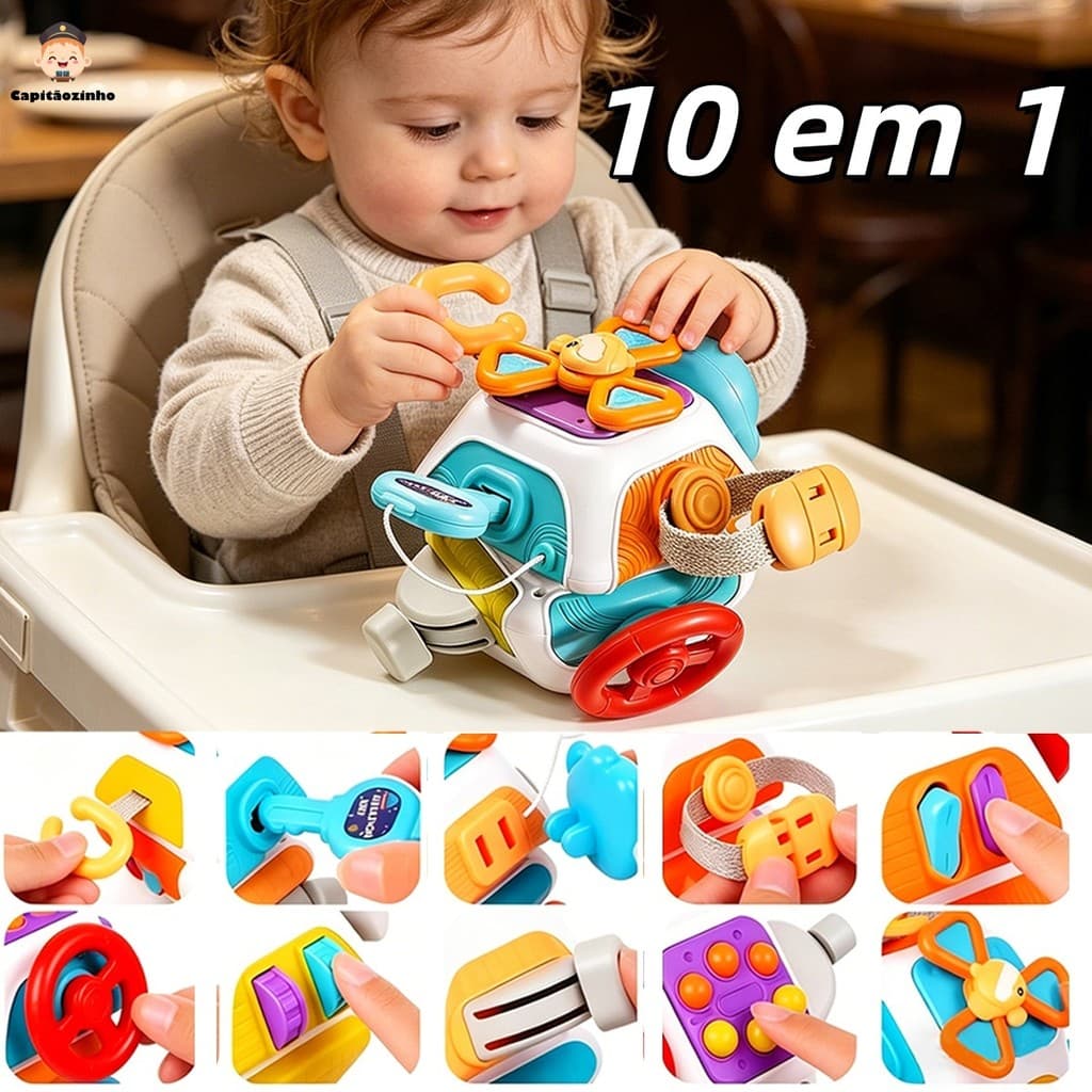 Montessori 10 in 1 Sensory Toy for Babies 1-3 Years Old Kids Gift Busy Board Cube