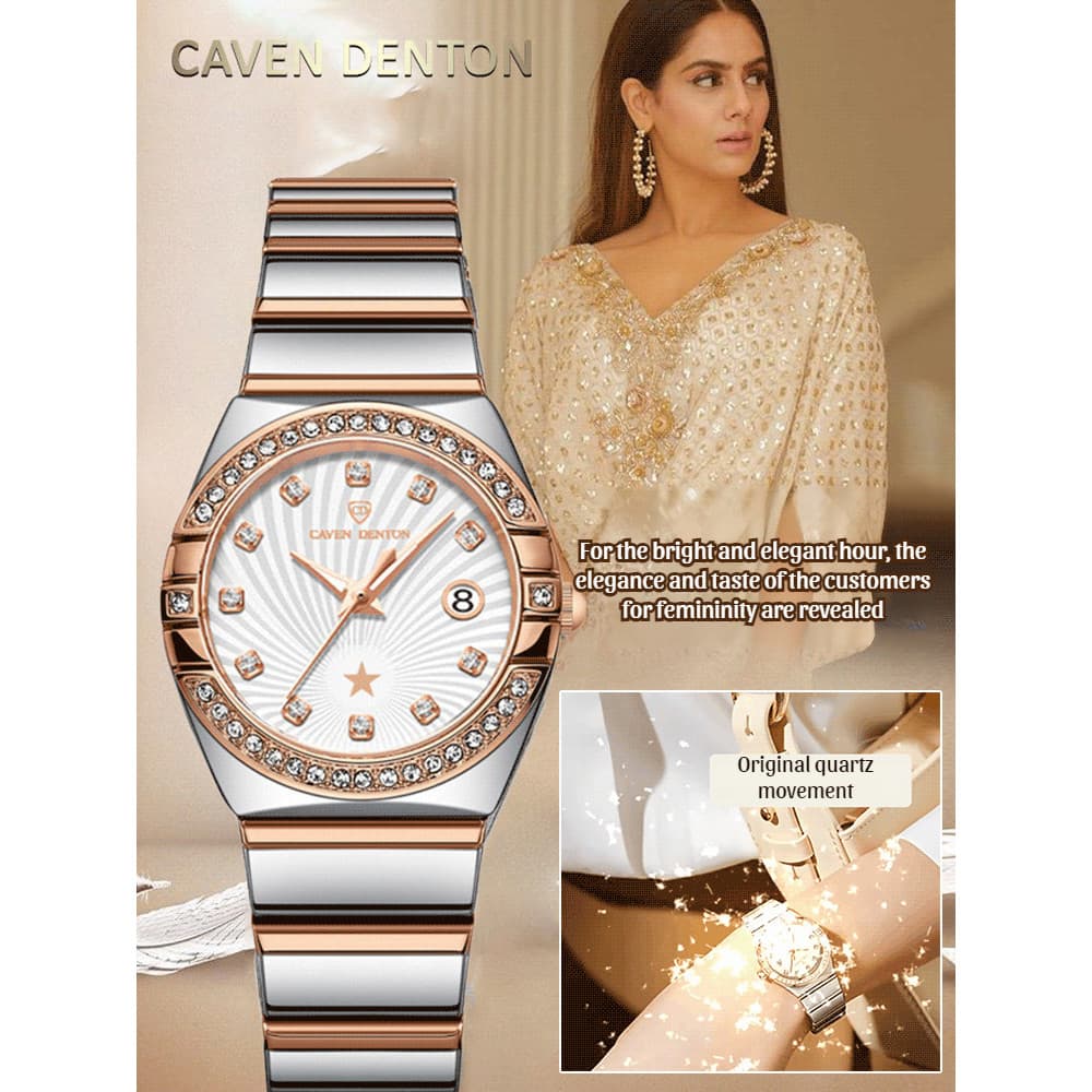 【Mostre-se no Escuro】 [Luxury Vintage] Relógio Feminino Redondo de Diamantes/Relógio de Diamante/Relógio Feminino