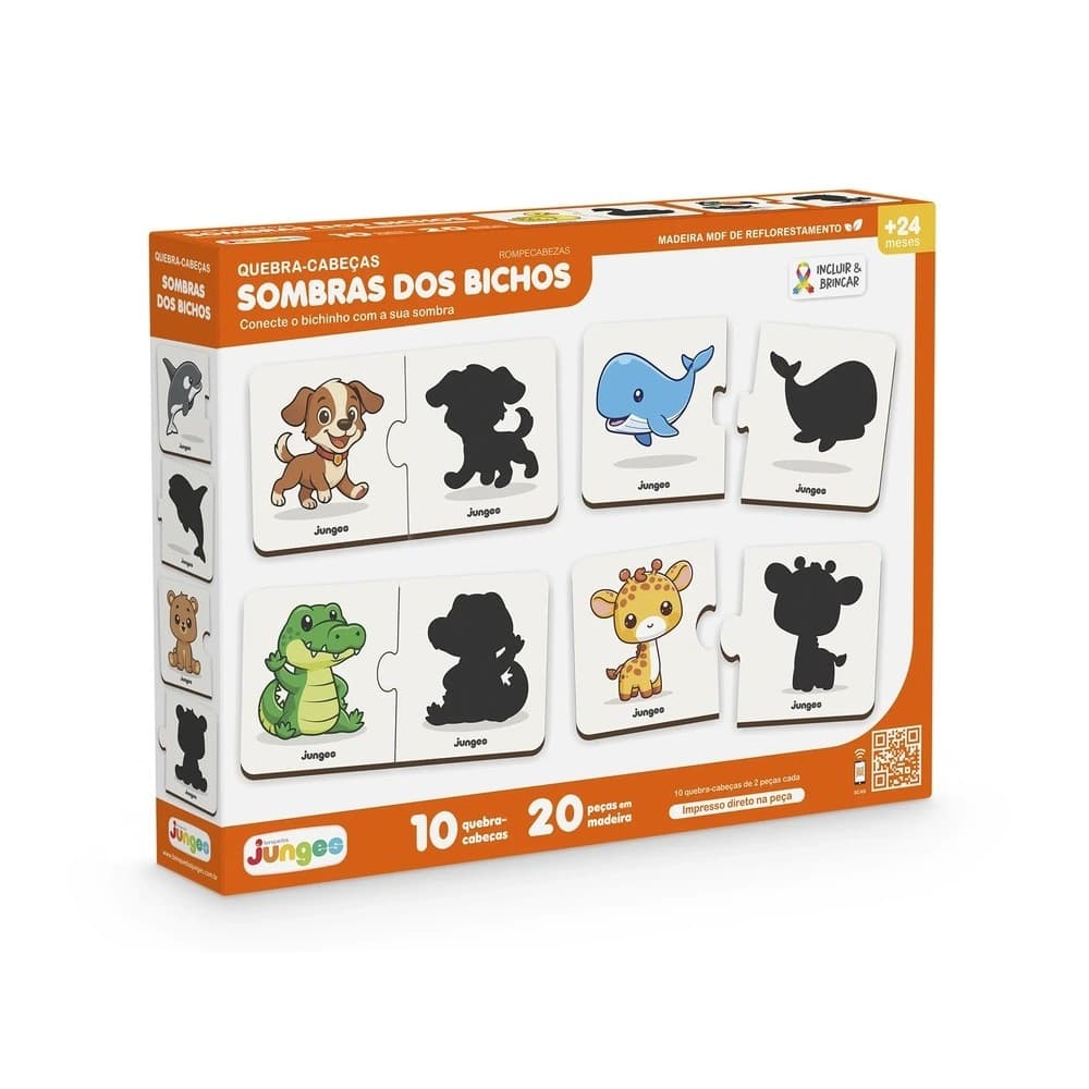 Quebra Cabeça Infantil Sombra dos Bichos MDF