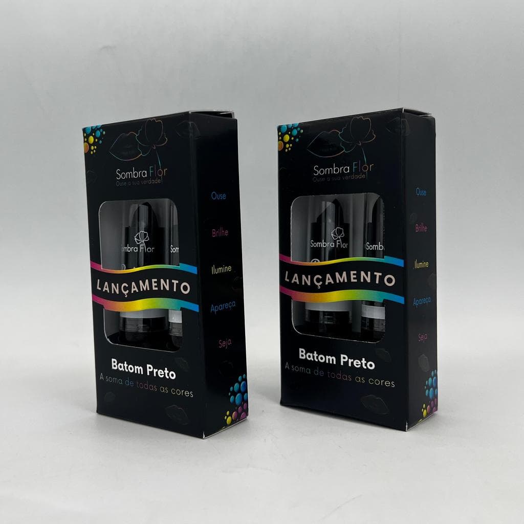 Kit Batom Preto Hidratante Sombra Flor