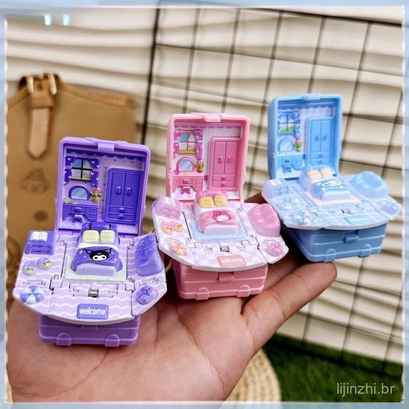 [takejoynewBR] Chaveiro pop-up 3D dobrável com tema escolar, um brinquedo em miniatura adequado para todos I NB4A