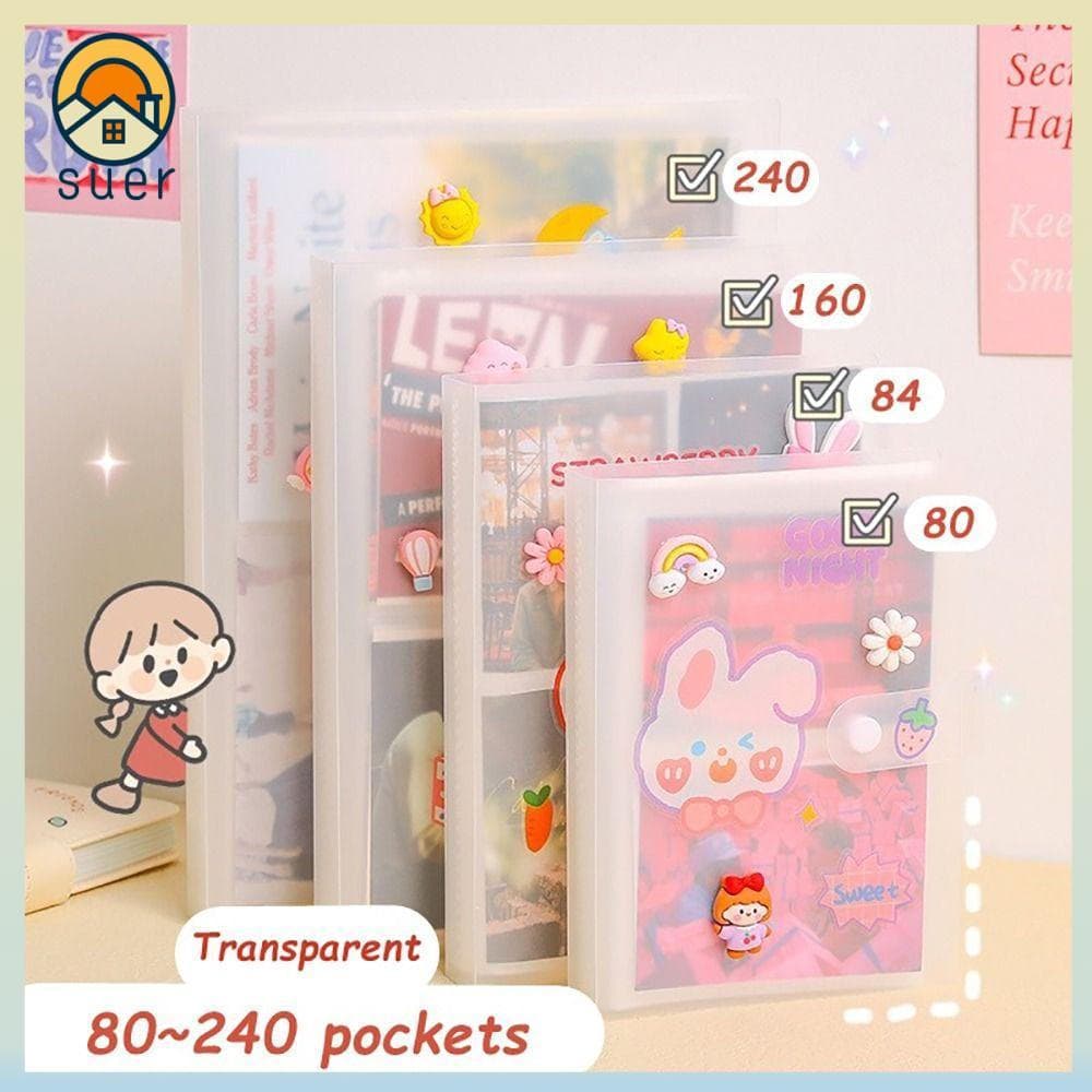 SUEBR 1 Unidade De Álbum De Fotos , Suporte Para Cartão De Imagem Em PVC De 80/160 Slots Transparente Fotográfico De 3/4