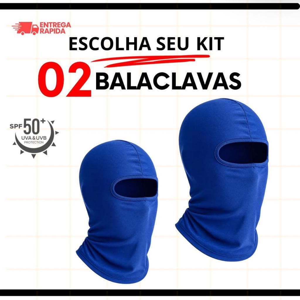Promoçao 02 Unidades Máscara Azul Balaclava touca Ninja Moto Proteção UV Térmica Leve Respirável Esportiva
