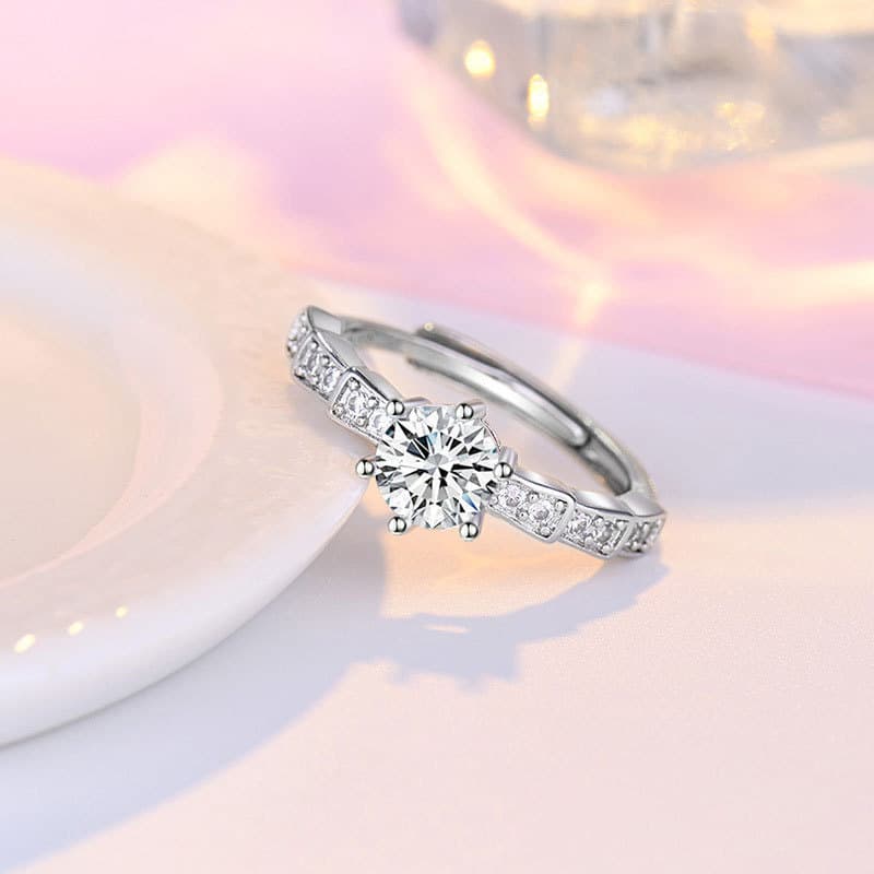 Influenciador luz luxo imitação Moissanite anel de diamante feminino seis garras cobra Design elegante All-Match anel de