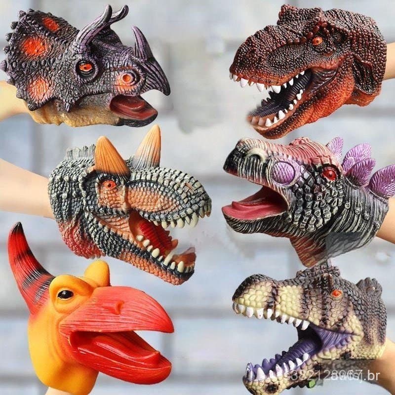 Fantoches De Mão De Dinossauro Conjunto De Brinquedos Para Animais Macios De Látex Realistas , Tiranossauro , Triceratop
