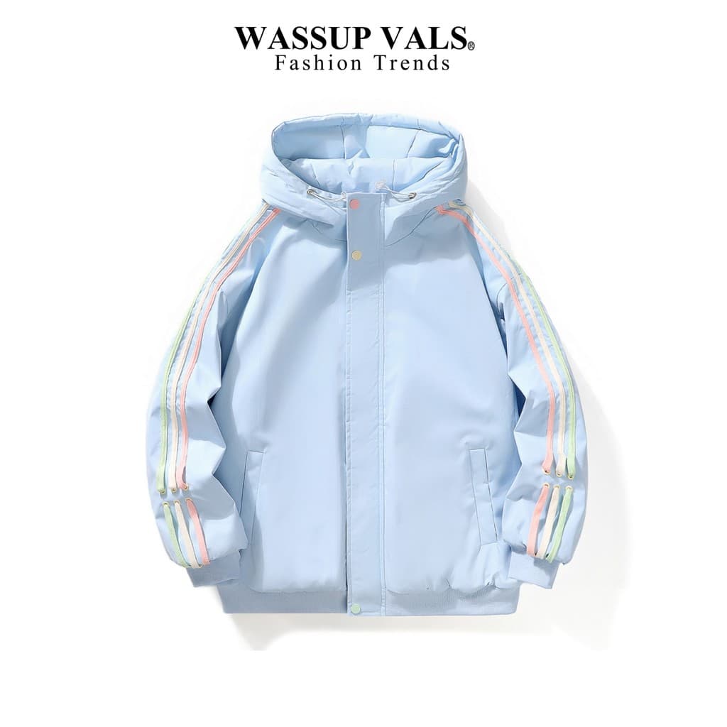 WASSUP VALS Homens Mulheres Design Jaqueta Jaqueta Primavera Outono Novo Estilo Com Capuz À Prova de Vento Algodão Acolc
