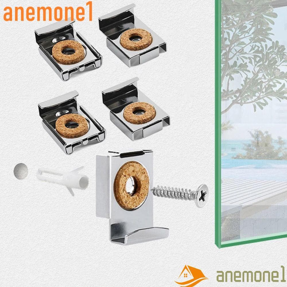 ANEMONE1 4pcs Clipes De Vidro De Espelho , Cabide Montagem Fixa De Na Parede , Suporte De Prateleira Quadrado