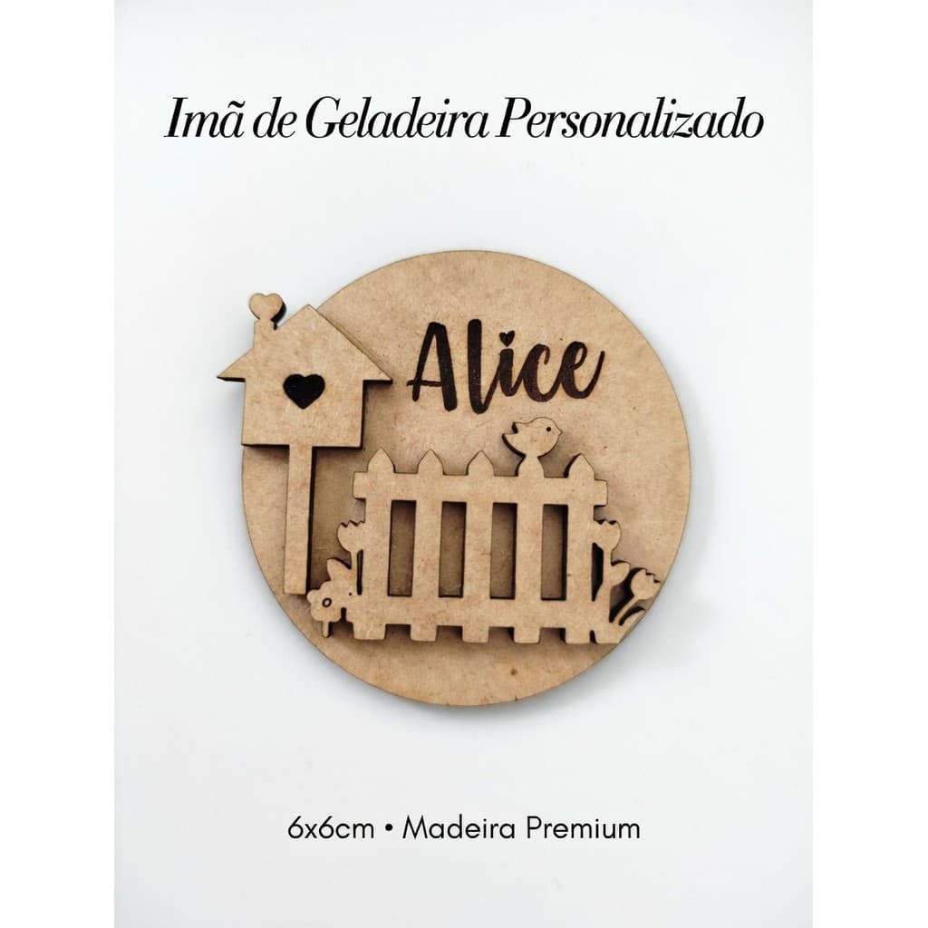Imã de Geladeira em MDF Personalizado Jardim Encantado - Lembrancinha de Aniversário