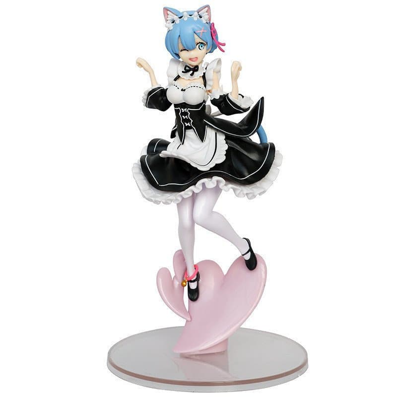 23cm Figura De Anime Re:Life Em Um Mundo Diferente Do Zero Rem Ram Saia De Camareira Pé Figuras De Ação PVC Modelo Colec
