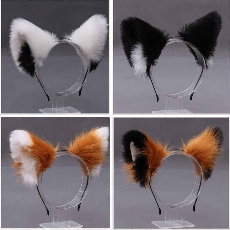 Tiara de Orelhas de Gato para Cosplay Lolita, Fantasia de Dança de Anime, Brinquedo de Pelúcia de Lobo e Raposa