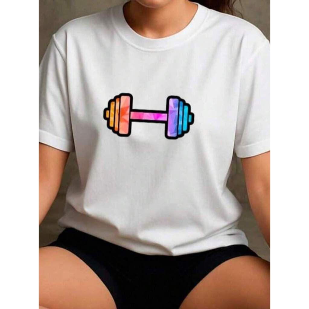 Camisa feminina casual academica confortével modelo verão 100% algodão manga curta e gola redonda