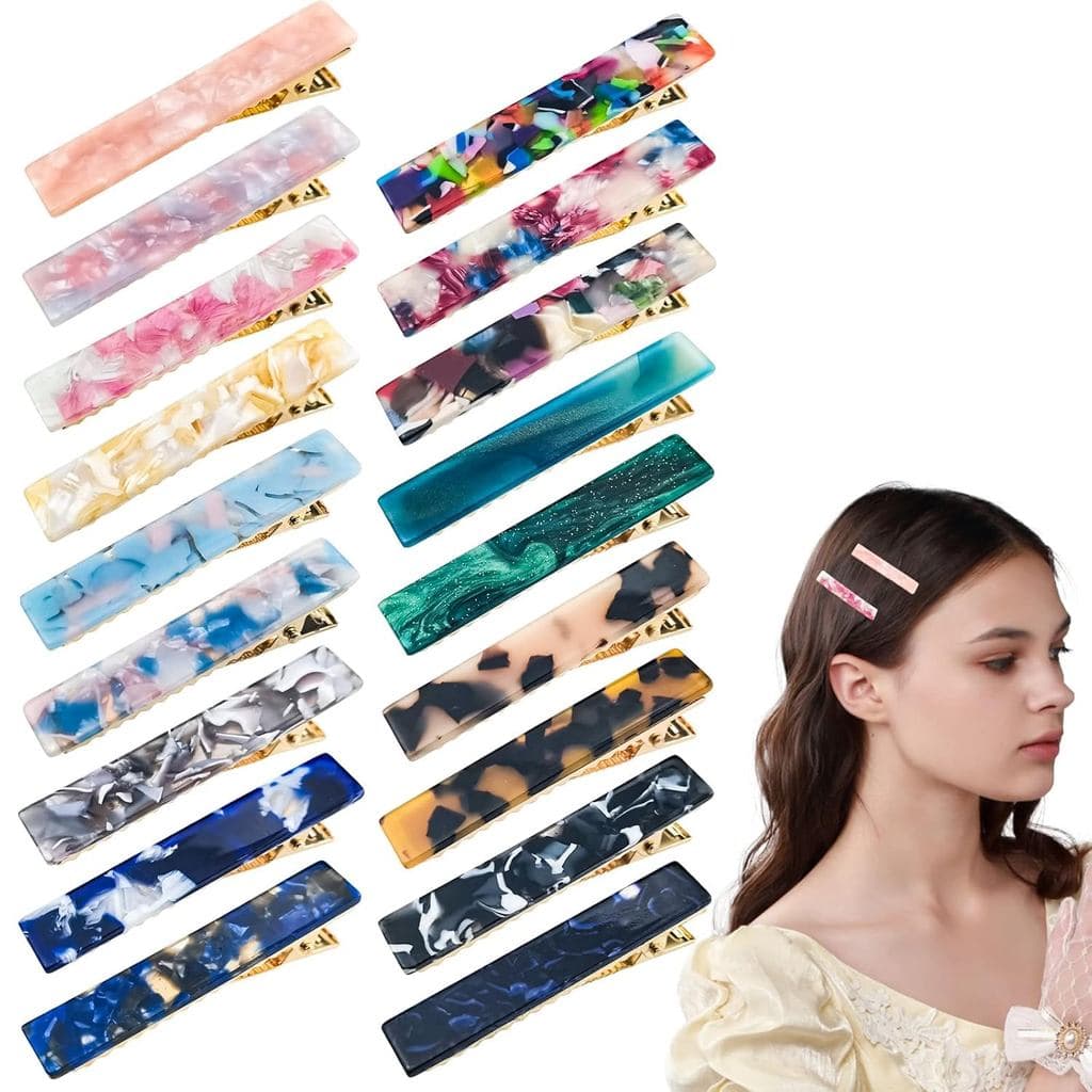 18 Peças de Presilhas de Cabelo em Resina Acrílica, Presilhas de Cabelo em Padrão Tartaruga, Presilhas de Cabelo Tipo Ja
