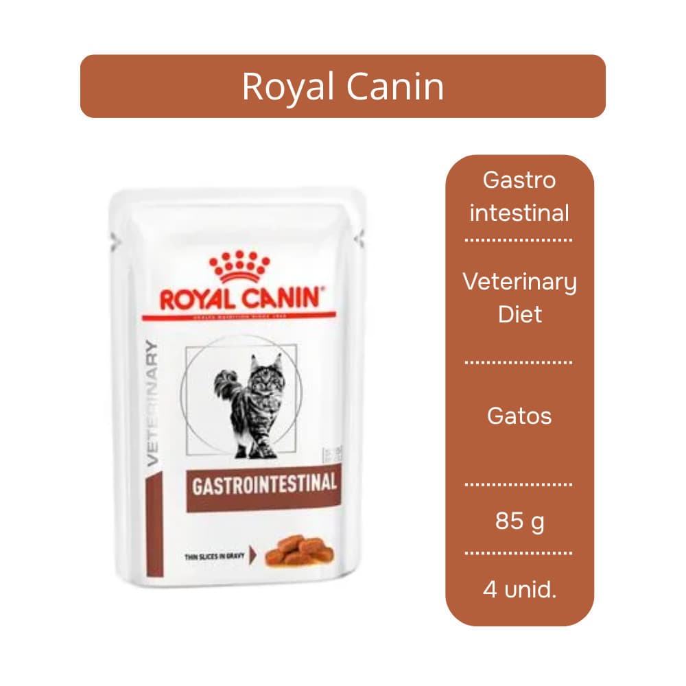 Ração Úmida Royal Canin Veterinary Diet Gastrointestinal Sachê para Gatos 85g - 4 Unid.