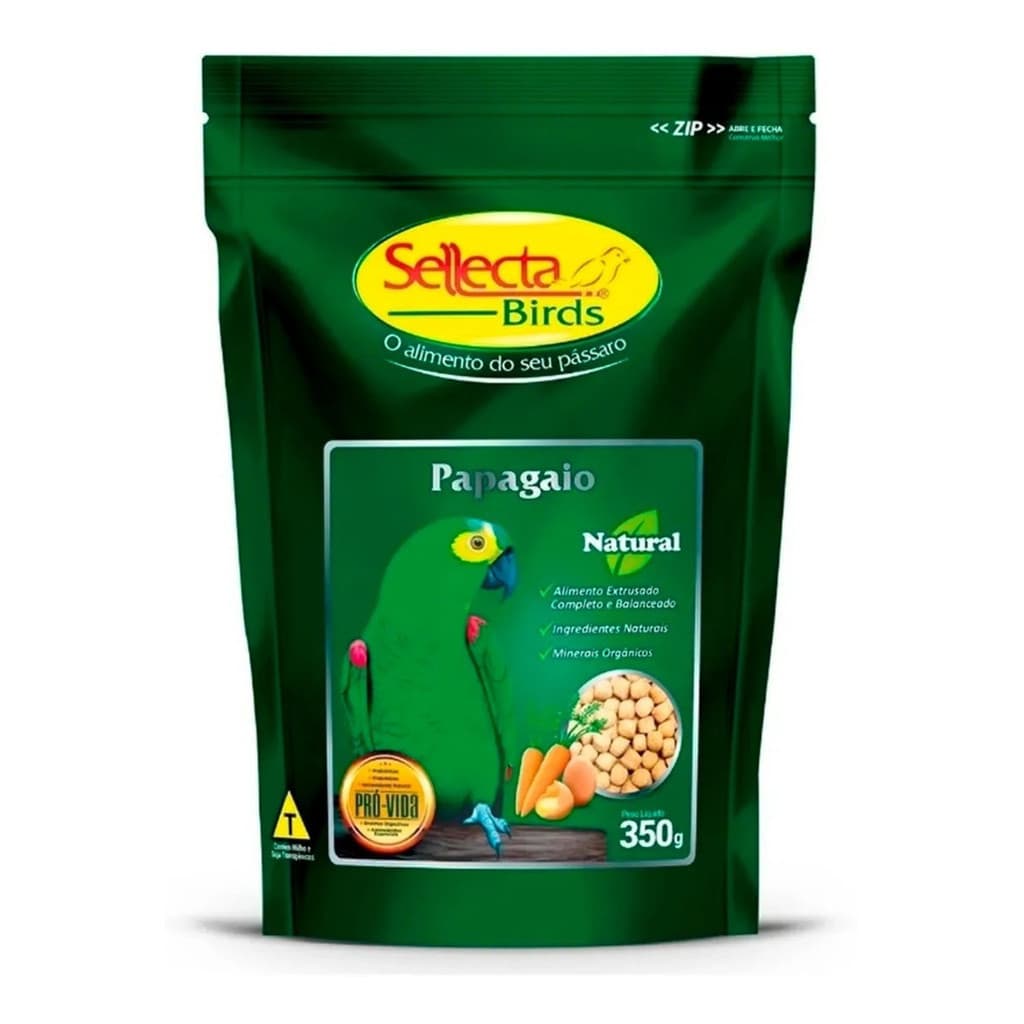 Sellecta Papagaio Natural 350g Extrusada Alimento Completo