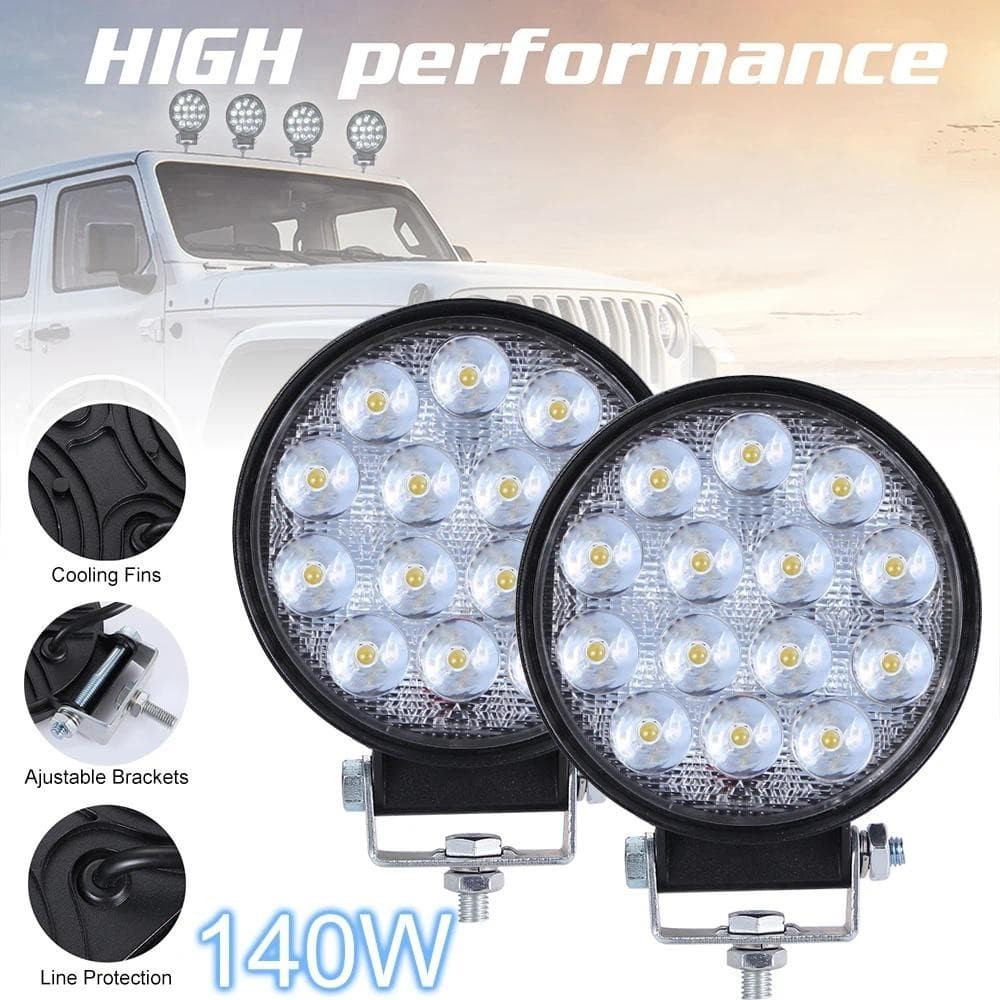 1/2pcs 140W 6000K 14000LM Circular À Prova D'água LED Luz De Trabalho Lâmpadas De Farol Para Barco Suv Off-Road 4X4 Jeep